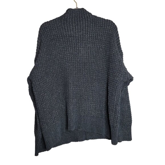 American Eagle XL Mock Neck Waffle Knit Sweater Navy Slouchy Casualb - Picture 2 of 6